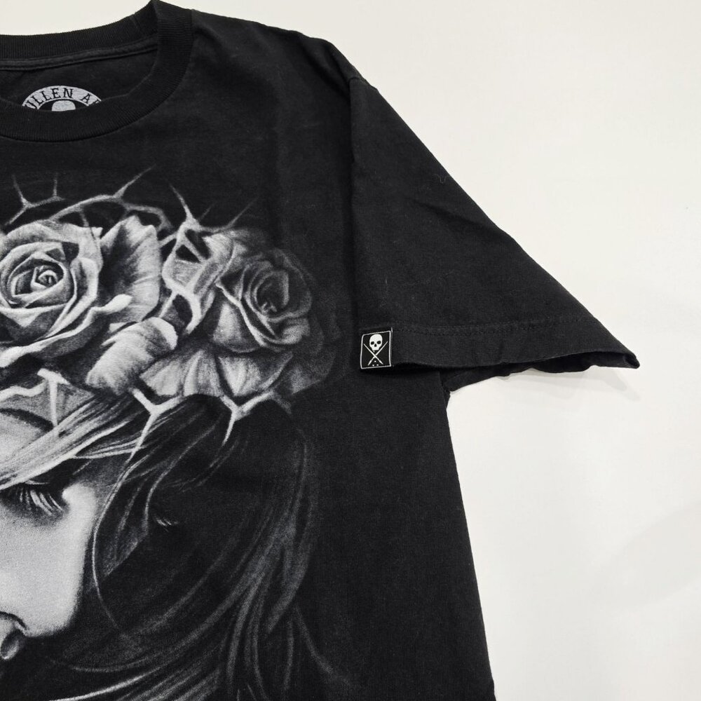 Sullen ✦ Double Sided Tattoo Art Graphic Tee ✦ Black Femme Diamond Roses M - Picture 4 of 12